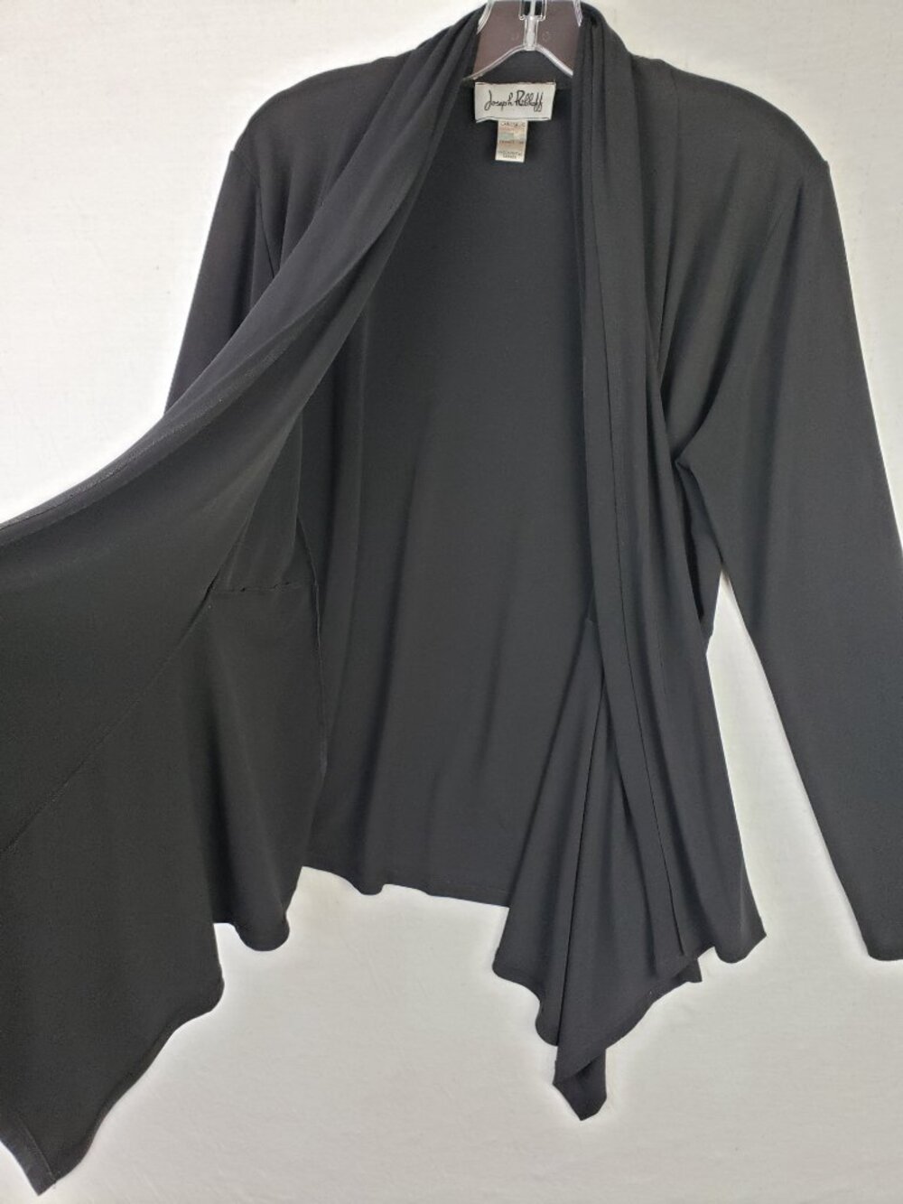 Joseph Ribkoff Draped Jacket Cardigan Slinky Stretch Black size 10 Minimalist - Picture 4 of 8